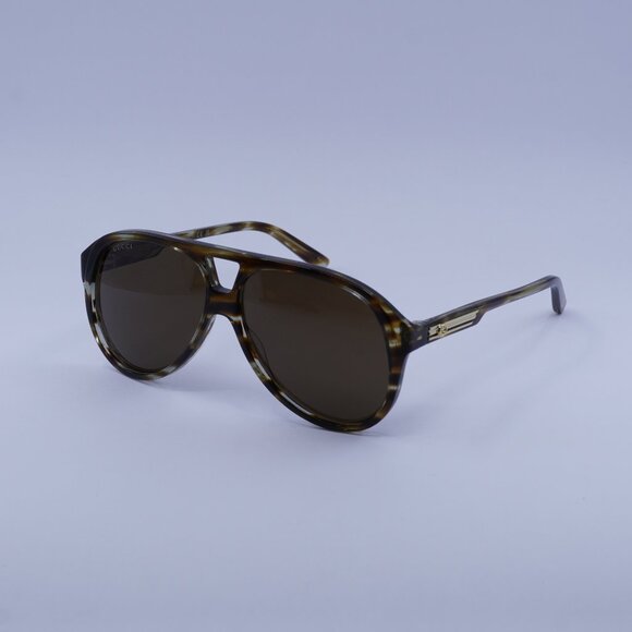 Gucci GG1286S 003 Sunglasses Striated Havana Aviator Frame - Picture 1 of 10